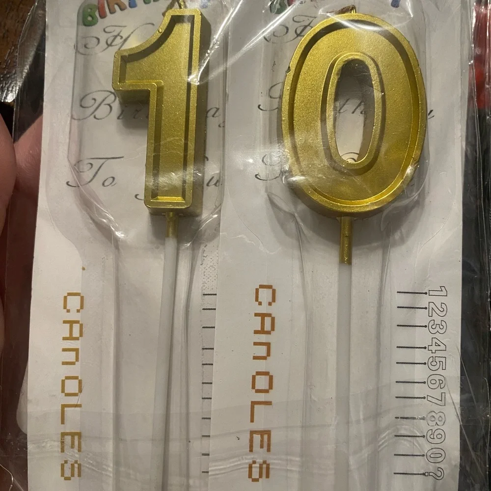 Gold Number 10 Birthday Candles